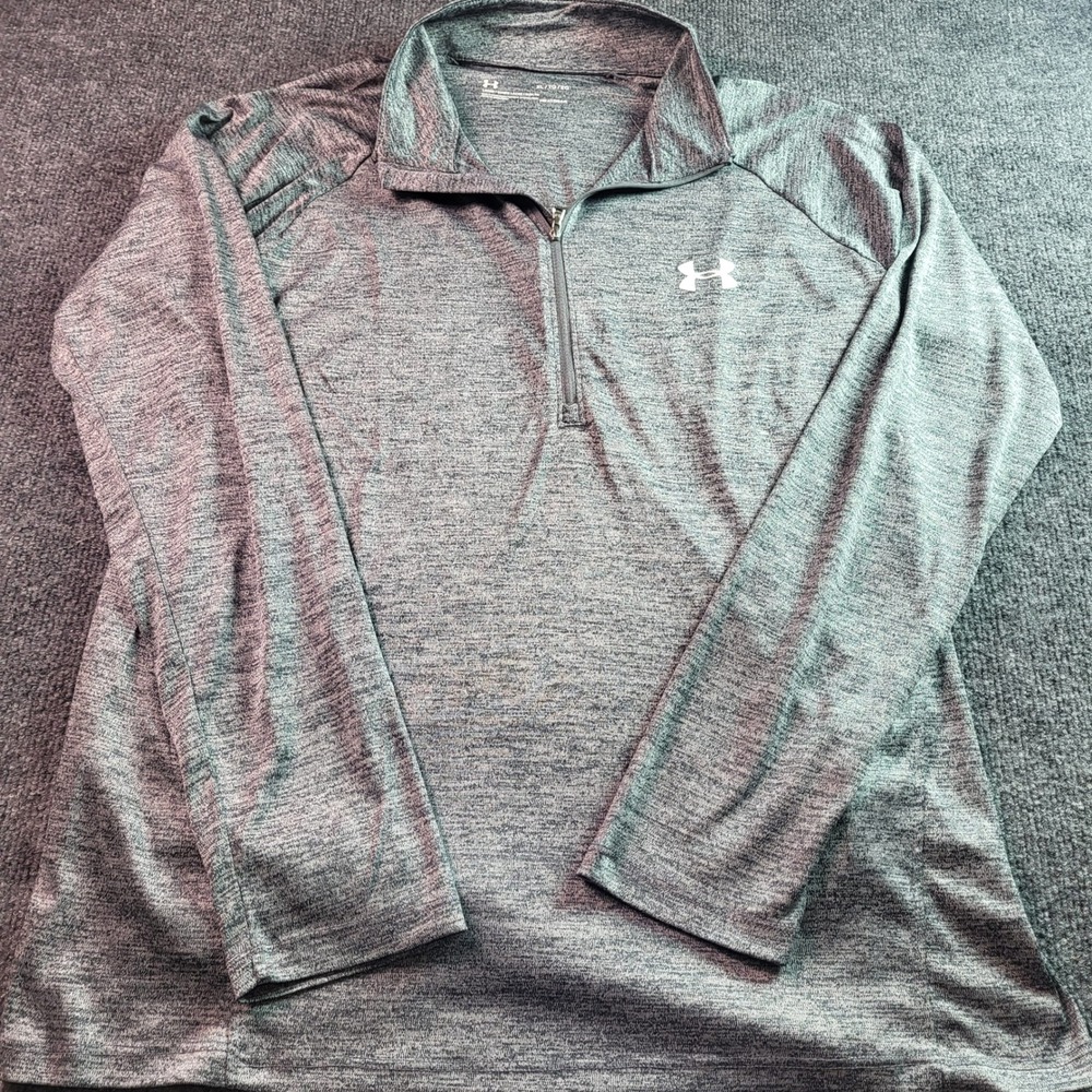 Under Armour Womens XL Gray HeatGear Loose Fit 1/4 Zip Pullover Long Sleeve Shir